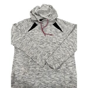 Hoodie by Tek Gear Women's XL Marled Gray Fleece Funnel Neck Drawstring Pockets